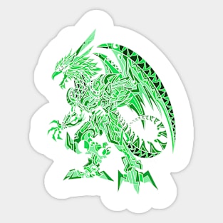 mega mecha quetzalcoatl kaiju ecopop art in jade scale Sticker